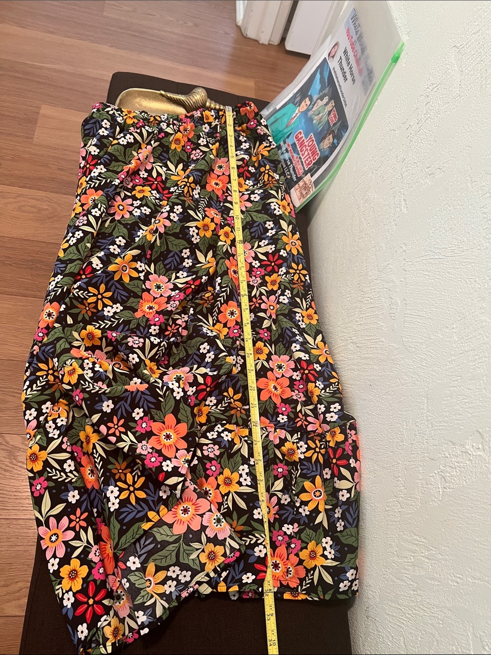 #2014: Floral Maxi Skirt - Black with Multicolor Flowers - Picture 5 of 13